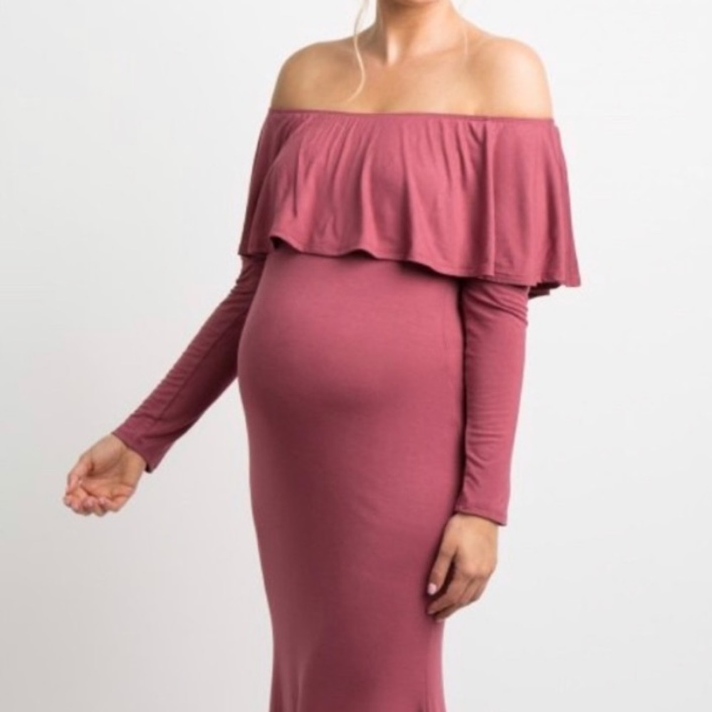 Pinkblush Mauve Pink Off the Shoulder Long Sleeve  Dress M